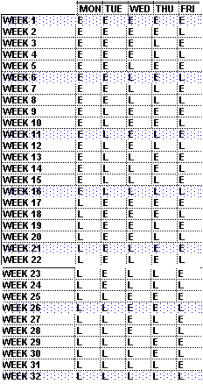schedule for working earlies and lates